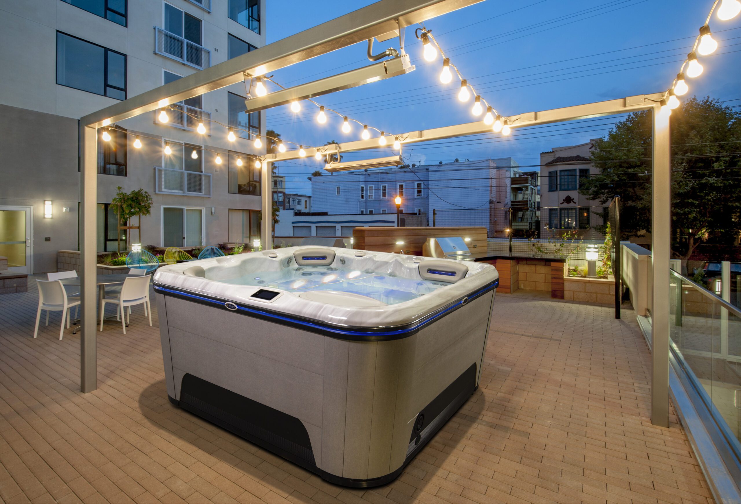 Outdoor Patio for Apartment Building and hot tub - Lunar Lagoons Ohio