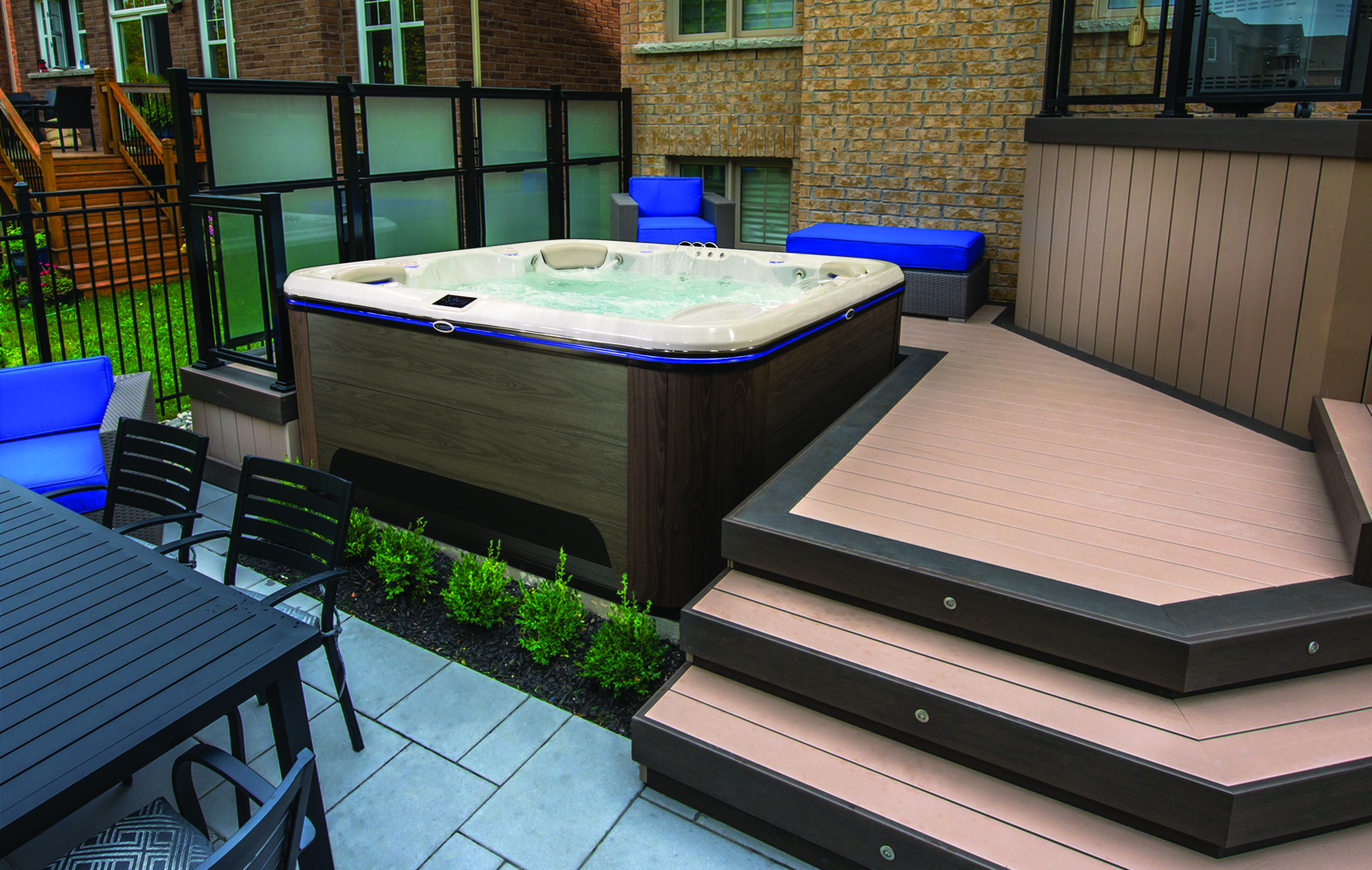 Hydropool hot tub with deck