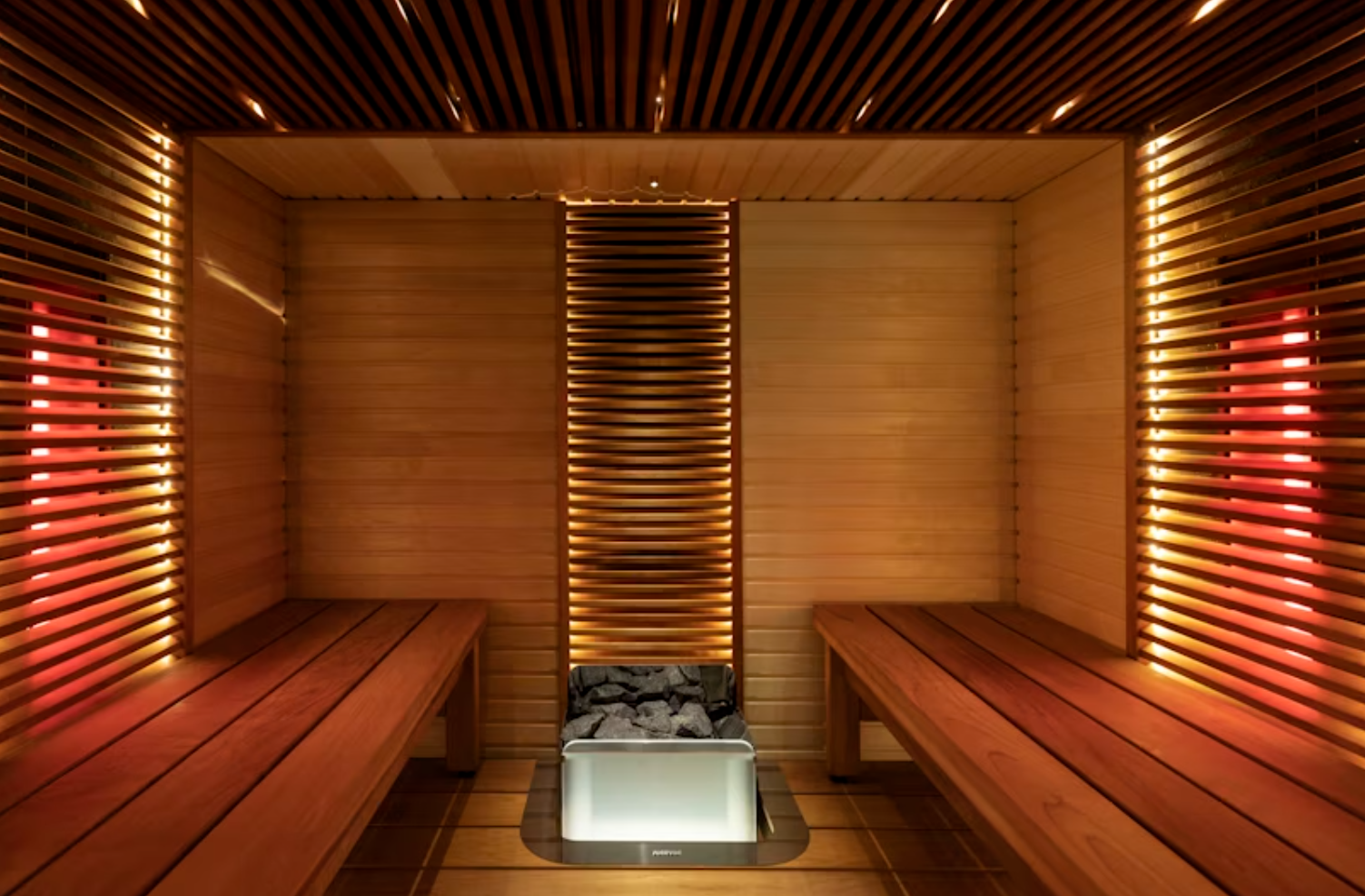 Harvia Hybrid Sauna - Infrared Sauna with Wood Benches - Lunar Lagoons